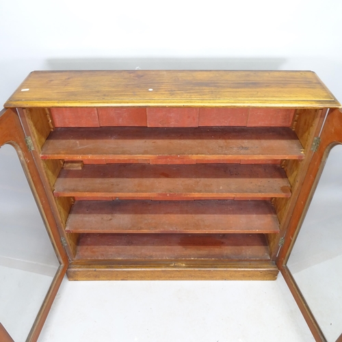 2529 - A Victorian mahogany bookcase, with 2 glazed panelled doors and 3 adjustable shelves, 117cm x 111cm ... 