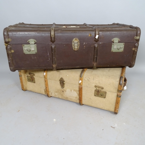 2535 - 2 Vintage trunks, largest 92cm x 30cm x 55cm