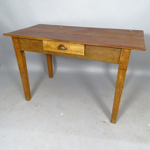 2536 - An early 20th century pine-top writing table, with single fitted drawer, on square tapered legs, 120... 