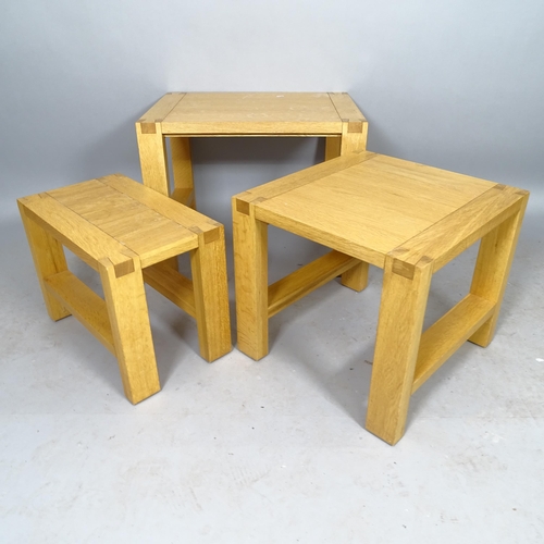 2537 - A John Lewis contemporary nest of 3 light oak occasional tables, largest 64cm x 49cm x 48cm