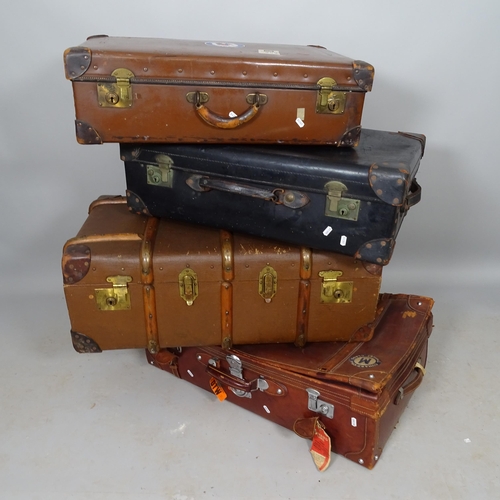 2548 - 4 Vintage suitcases and trunks, largest 85cm x 35cm x 50cm