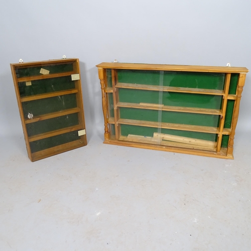 2556 - 4 various pine hanging display cabinets, largest 88cm x 56cm x 12cm