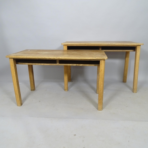 2558 - A pair of Vintage pine children's writing tables, 91cm x 60cm x 44cm