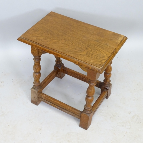 2559 - A reproduction oak joint stool, 45cm x 45cm x 28cm