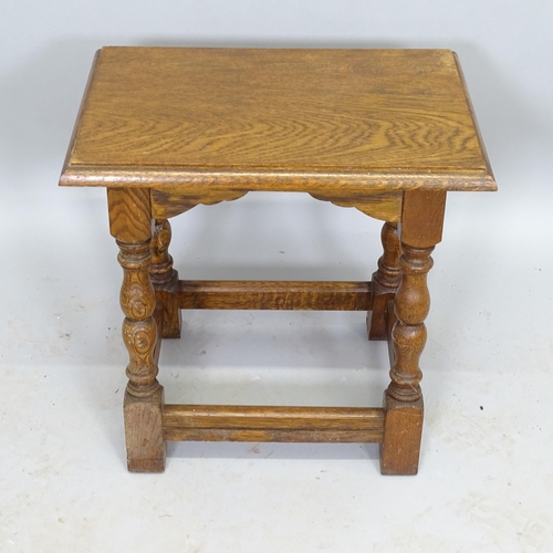 2559 - A reproduction oak joint stool, 45cm x 45cm x 28cm