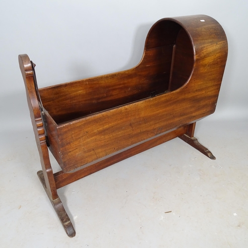 2568 - An Antique mahogany cradle on stand, 105cm x 88cm x 41cm