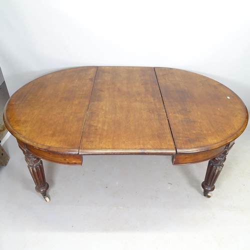 2575 - A William IV oval draw leaf mahogany dining table, with 3 spare leaves, maximum 237cm x 73cm x 120cm