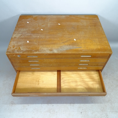 2580 - A teak 8-drawer plan chest, 101cm x 77cm x 66cm