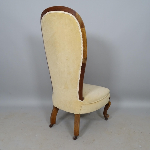 2600 - A Victorian mahogany and upholstered button-back nursing chair