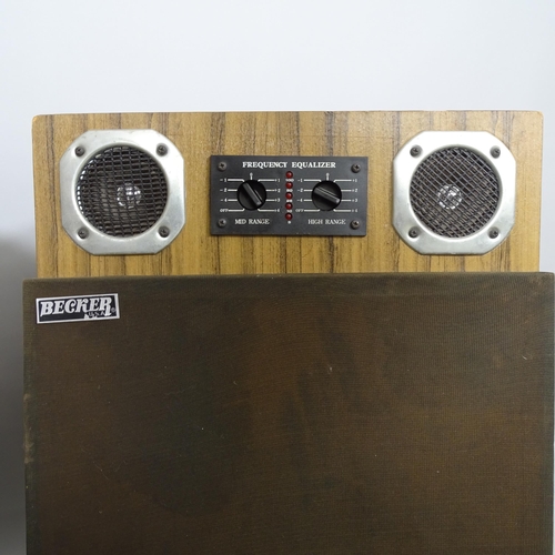 2602 - A pair of teak-cased Becker model 15-90 speakers, 44cm x 70cm x 35cm