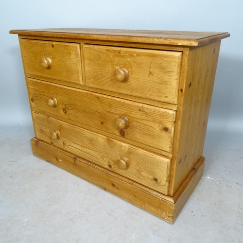 2620 - A modern pine chest of 2 short and 2 long drawers, 92cm x 70cm x 38cm