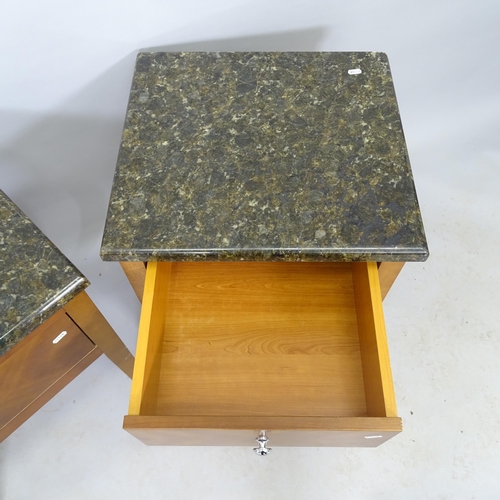 2632 - A pair of modern granite-topped single-drawer bedside tables, 50cm x 63cm x 47cm