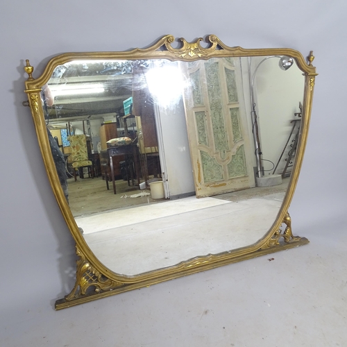 2636 - A modern over mantel mirror, 136cm x 110cm