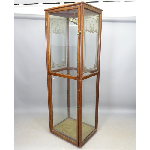 2639 - An Antique mahogany-framed shop display cabinet, with single door and glazed panelled sides, 62cm x ... 