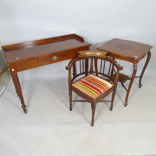 2647 - A reproduction mahogany writing table, 106cm x 80cm x 45cm, a reproduction mahogany 2-tier occasiona... 