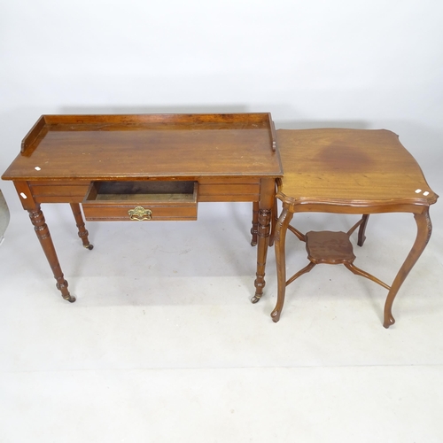 2647 - A reproduction mahogany writing table, 106cm x 80cm x 45cm, a reproduction mahogany 2-tier occasiona... 