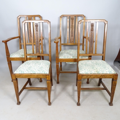 2650 - A set of 4 oak Arts and Crafts dining chairs with drop-in seats (2 + 2)