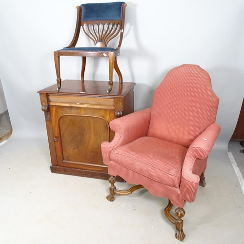 2651 - An Antique mahogany washstand (A/F), a Christopher Dresser style chair, a rollover armchair