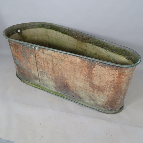 2673 - An Antique copper bath, 162cm x 63cm x 68cm