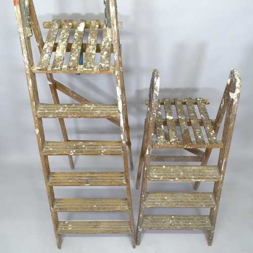 2705 - 2 Vintage wooden step ladders, tallest 178cm