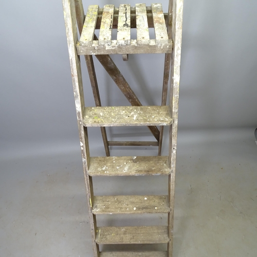 2718 - A Vintage folding pine step ladder, H (folded) 186cm