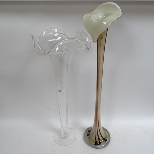 604 - A tall art glass vase and a large jack in the pulpit vase