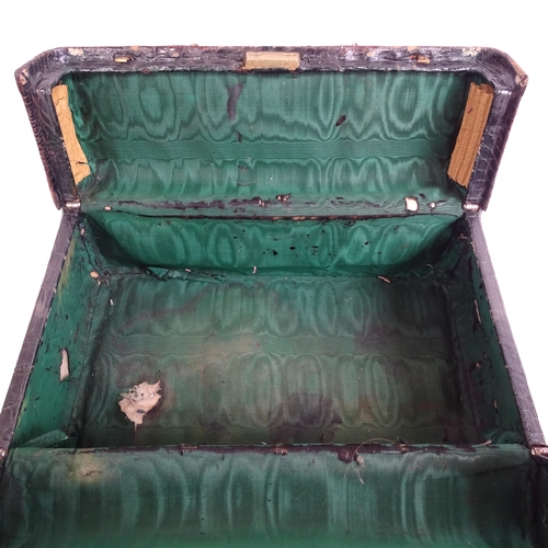 64 - HARRODS - an Antique crocodile skin Gladstone bag, W40cm, H20cm, D26cm