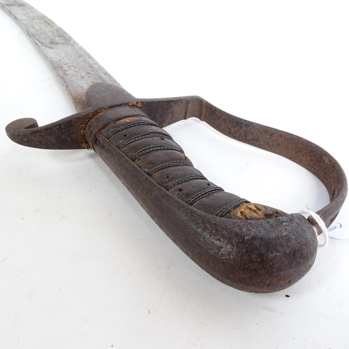 821 - A 19th century English Cavalryman's sword with engraved blade, and steel scabbard, 87cm