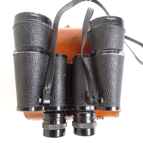 214 - A pair of Tecnar by Swift 8x30 binoculars, serial no. 15445, cased, and a pair of Zenith 10x50 binoc... 