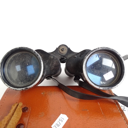 214 - A pair of Tecnar by Swift 8x30 binoculars, serial no. 15445, cased, and a pair of Zenith 10x50 binoc... 