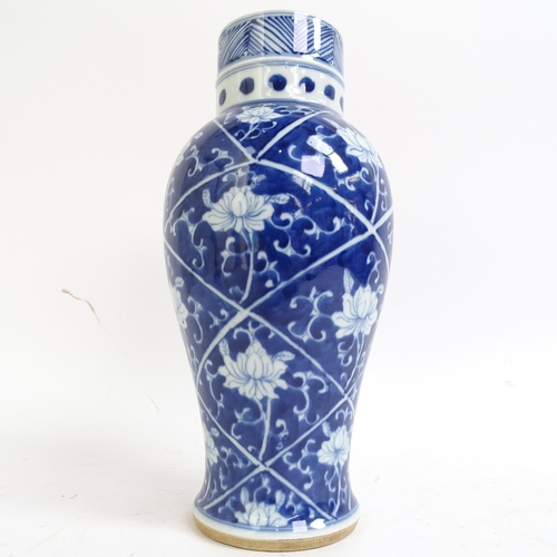 221 - A Chinese blue and white baluster jar and cover, height 34cm