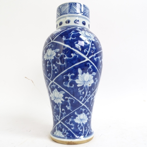 221 - A Chinese blue and white baluster jar and cover, height 34cm