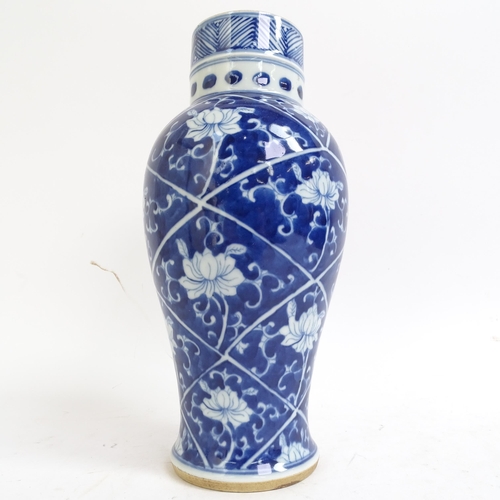 221 - A Chinese blue and white baluster jar and cover, height 34cm