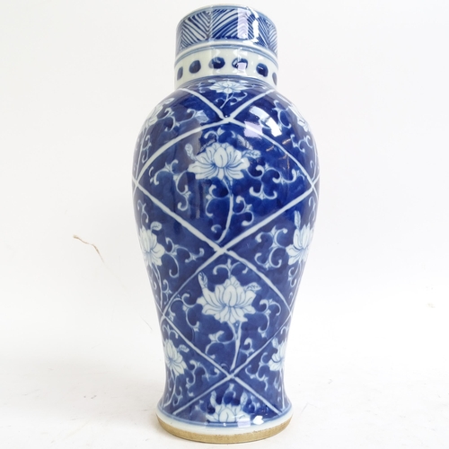 221 - A Chinese blue and white baluster jar and cover, height 34cm