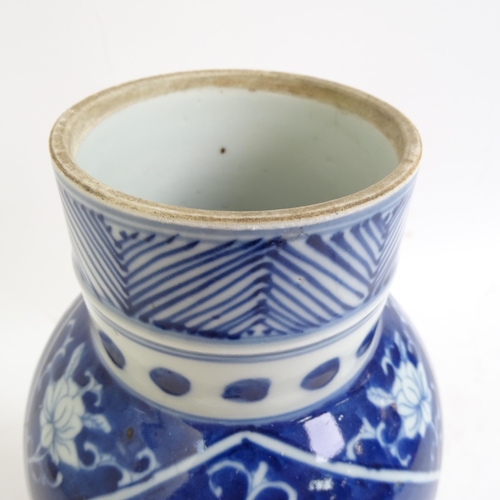 221 - A Chinese blue and white baluster jar and cover, height 34cm