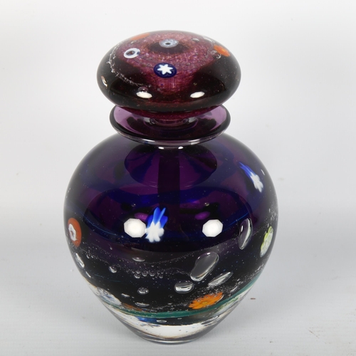 1560 - MARTIN ANDREWS studio glass, an Amethyst bottle with stopper, signed, height 16cm