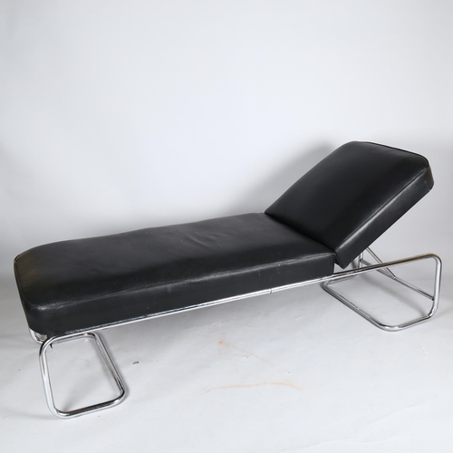 1567 - A mid-century modernist daybed, tubular steel frame and adjustable backrest, in the manner of PEL, l... 