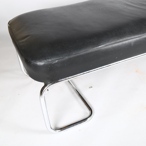 1567 - A mid-century modernist daybed, tubular steel frame and adjustable backrest, in the manner of PEL, l... 