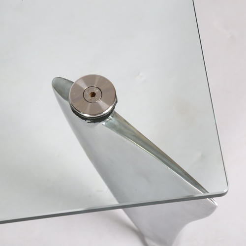 1568 - MATTHEW HILTON for SCP a Flipper coffee table, glass and aluminium, with SCP marks to the glass, 115... 