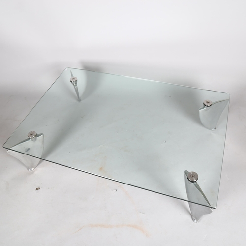 1568 - MATTHEW HILTON for SCP a Flipper coffee table, glass and aluminium, with SCP marks to the glass, 115... 