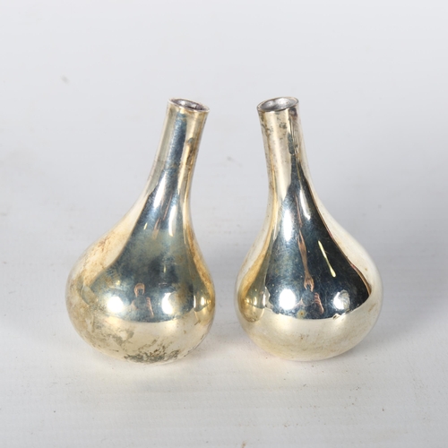 1578 - JENS QUISTGAARD for Dansk Designs - a pair of Danish silver plated leaning onion candle taper stick ... 