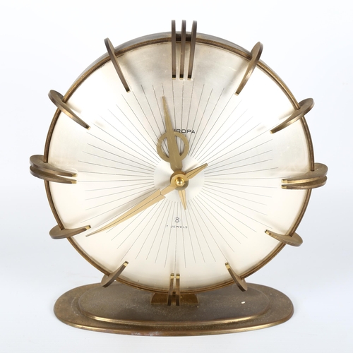 1582 - MAX BILL for Europa, a 1950s' sunburst mantel clock, height 25cm