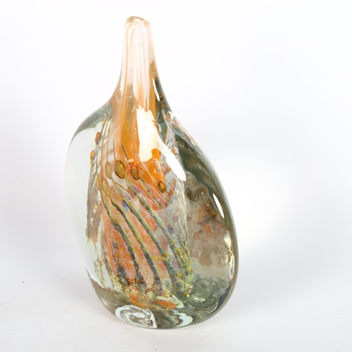 1609 - **DESCRIPTION CHANGE** MICHAEL HARRIS, Isle of Wight, an orange glass fish vase, *pontil mark impres... 