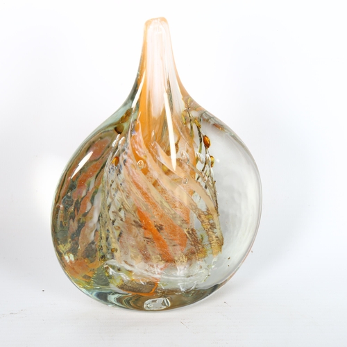 1609 - **DESCRIPTION CHANGE** MICHAEL HARRIS, Isle of Wight, an orange glass fish vase, *pontil mark impres... 