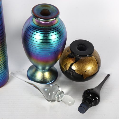 1641 - SEAN O'DONAGHUE studio glass, 3 Threaded design bottles and a small Dichroic design bottle, tallest ... 