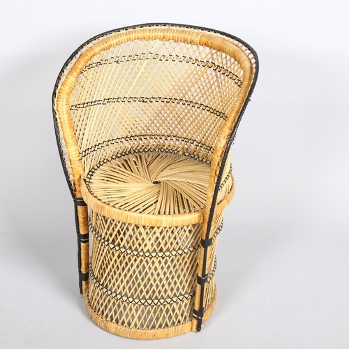 1646 - A 1970s' children's wicker Peacock chair, height 61cm