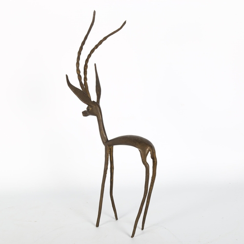 1654 - A Mid-century bronze Antelope sculpture, h 31cm