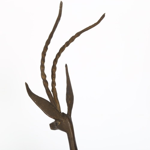 1654 - A Mid-century bronze Antelope sculpture, h 31cm