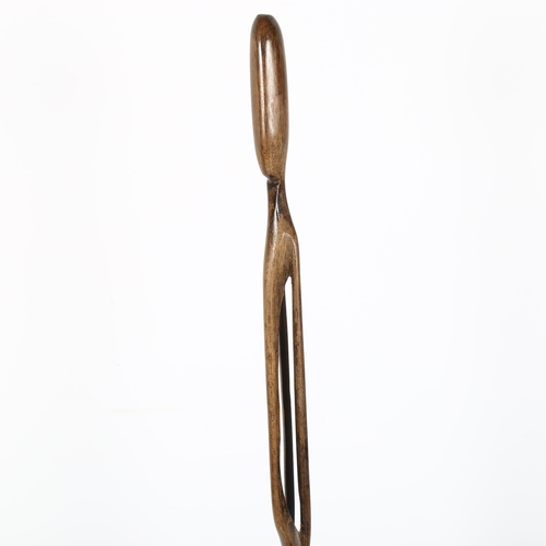 1655 - An African Nyamwezi hardwood stick figure, h 52cm