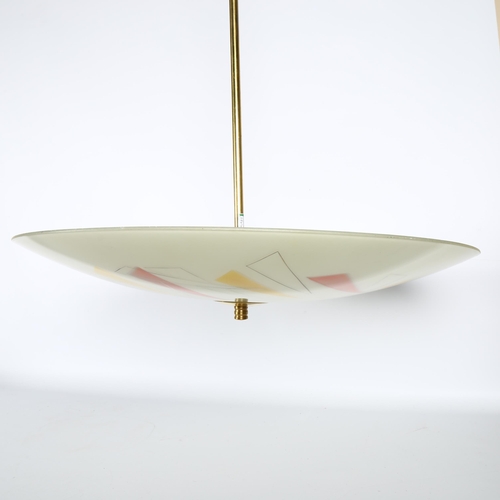 1660 - A  1950s' glass shade Pendant lamp, diameter 55cm